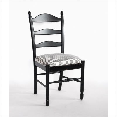 Vera Dining Chair with Black Stripe Fabric Seat in Antique Black