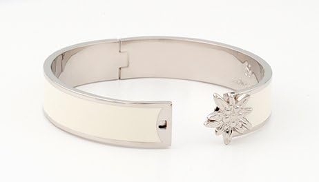 Stowe Street Sara Edelweiss Hinged Enamel Bracelet (White/Palladium Plated)