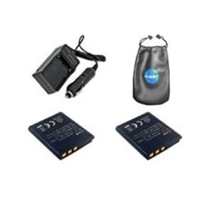 ValuePack (2 Count): Digital Replacement Battery PLUS Mini Battery Travel Charger for Specific Digital Camera and Camcorder Models / Compatible with General Electric GB-20, GE-G1, GE-G2, GE-G3, E840S, G3WP Charges with Intelligent Charge Technology - Includes Car Adapter, TWO Batteries and ONE Leath