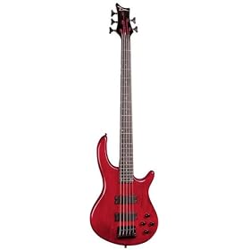 Dean Edge Quilt Top 5-String Bass, Trans Red