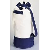 Laundry Bag - Canvas Duffle (Natural/Navy) (32H x 15 diameter)