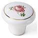 1-1/2" Dia White with Flowers Ceramic Knob