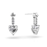 14K White Gold Genuine Round White Topaz Earrings