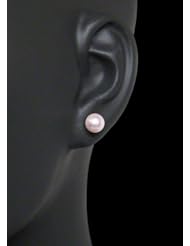 HinsonGayle AAA Handpicked Genuine Japanese Akoya 7.5-8.0mm White Cultured Pearl Stud Earrings (Solid 14K White Gold)