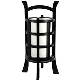 Unique Eclectic Interesting Lighting -1.5ft. Kharbarosk Japanese Wood/ Paper Lantern Table Lamp - Black