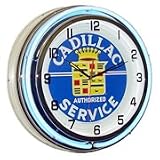 Cadillac Service, Neon Clock, Bright Double 18 inch Neon