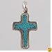 Silver and Turquoise Cross Charm / Pendant, #2510