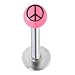 16 Gauge Pink Acrylic Peace Sign Labret Monroe Tragus