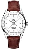 TAG Heuer Men's WV2116.FC6181 Carerra Calibre 7 Twin Time Automatic White Dial Brown Crocodile Watch
