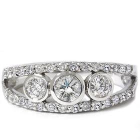 1.00CT 14k White Gold Past Present Future Three Stone Round Diamond Bezel Set Engagement Anniversary Ring color (G/H) clarity (I1) Size 7 resizable 1.00CT 14k White Gold Past Present Future Three Stone Round Diamond Bezel Set Engagement Anniversary Ring color (G/H) clarity (I1) Size 7 resizable