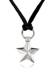 King Baby 3D Star Sterling Silver Pendant Necklace On Leather Cord