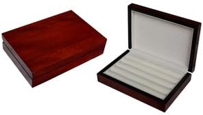 Oineh® Wood Jewelry Ring Case Display Cuff Links Body Jewelry Storage Box With Ring Rows (Burl Wood)