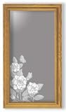 Butterfly Art Etching in Framed Wall Mirror, Solid Oak Frame, Hand-Rubbed Finish, 15 x 27 inches