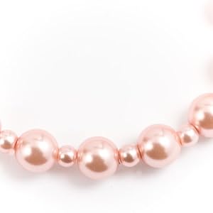Light Pink 8mm Glass Pearl Necklace, Bracelet and Earring Set by Margot Townsend