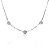 Sterling Silver Necklace w/ 3 round CZ Stones Pendant 16