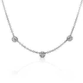 Sterling Silver Necklace w/ 3 round CZ Stones Pendant 16"