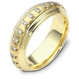 Designer 14 Karat Yellow Gold Unique SPINNING Diamond Eternity Band Ring