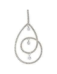 14K White Gold Diamond Dashing Diamonds Pendant With 18 Inch Rope Chain
