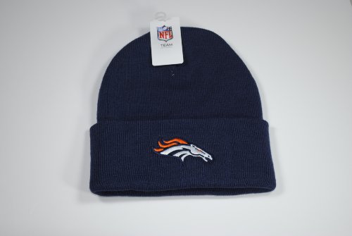 Denver Broncos Cuffed Navy Blue Beanie Winter Hat Cap