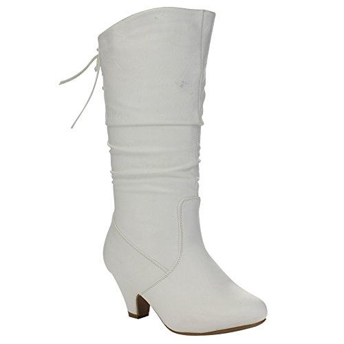 Beston CA58 Children Girl's Mid Heel Lace Up Slouched Knee High Boots