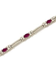 14K White Gold Oval Ruby and Diamond Bracelet