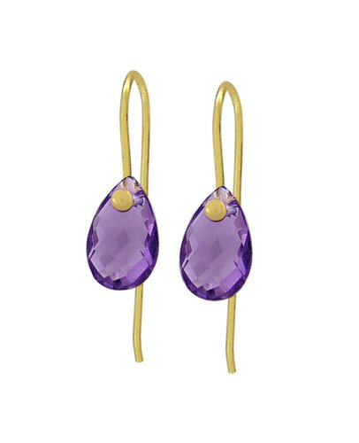 Gold Overlay Sterling Silver 8x5mm Pear-Shaped Briolette Amethyst Earrings