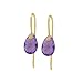 Gold Overlay Sterling Silver 8x5mm Pear-Shaped Briolette Amethyst Earrings