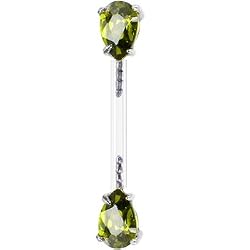 Olive Teardrop Cubic Zirconia Bioplast Intimate Piercing