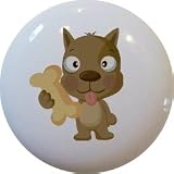 Dog with Bone Childrens Ceramic Cabinet Drawer Pull Knob