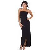 Sexy Long Sophisticated Formal Prom Suitable Tube Dress with Draped Hem from Hot Fash Dresses - EMPRESS TUBE Black