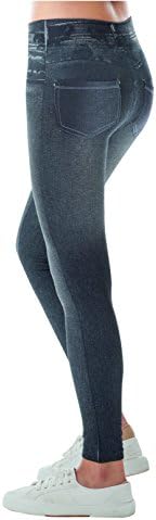 Comfortisse Jean Jeggings Women's Denim Look Slimming Tights Spandex Legging Pants Small/Medium, Black