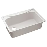 MOEN 25275V Stone Granite Big Single Bowl Sink, Ivory