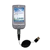 Retractable USB Cable for the i-Mate PDA-N PPC with Power Hot Sync and Charge capabilities - Gomadic Brand w/ TipExchange Technology