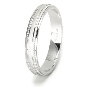 Milgrain Diamond Cut 925 Sterling Silver Wedding Band Ring