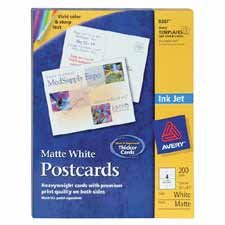 Avery 8383 Ink jet glossy photo quality postcards, 4-1/4x5-1/2, 4 cards/sheet, 100 cards/pk