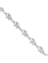Genuine .925 Sterling Silver Diamond Hearts Bracelet 7.5 Grams . 100% Satisfaction Guaranteed.