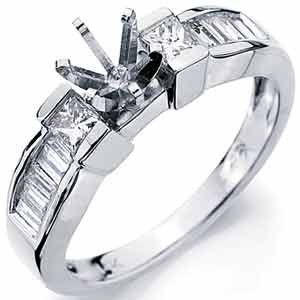 14Kt White Gold Ladies Diamond Engagement Ring, Semi-Mount Setting