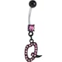 Black Anodized PINK Jeweled Initial Belly Ring-LETTER "Q"