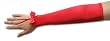 12-Button Length Shiny Satin Stretch Spandex Gloves Fingerless Flirt Sleeve with a 3.5" Self Bow at the wrist (top of the finger loop).