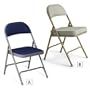 KI Fabric Upholstered Folding Chairs - Walnut fabric/brown frame - Lot of 4