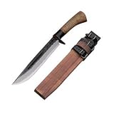 Kanetsune Knives 116 Waza Damascus Fixed Blade Knife with Oak Wood Handles
