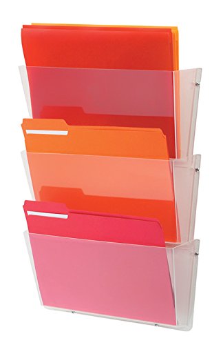 Deflecto 63601 Unbreakable docupocket expandable three-pocket wall file set, letter, clear