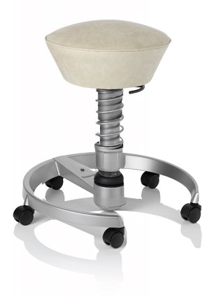 SWOPPER CLASSIC 3D-Aktiv-Bürostuhl Hocker Sitzpolster Normal, Farbe sand, Fussring mit Speedrollen, Feder MEDIUM, Basis Titan, Federfarbe wie Basis (SWOP03TRS)