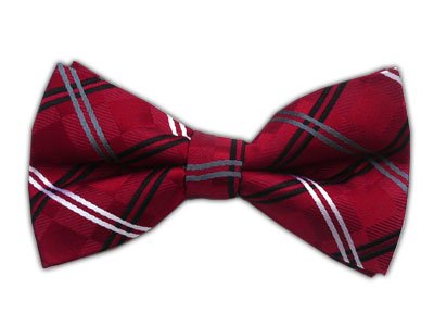 100% Silk Woven Red Grid Pre-Tied Bow Tie