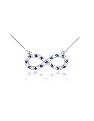 Sterling Silver Clear & Blue CZ Infinity Necklace
