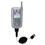 Retractable USB Cable for the Motorola E815 with Power Hot Sync and Charge capabilities - Gomadic Brand w/ TipExchange Technology