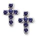 Sterling Silver and Sapphire CZ Cross Pierced Earrings