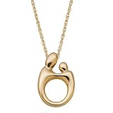 14k Yellow Gold Mother and Child Pendant w/Chain 18"