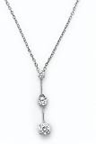 18K White Gold 16 Cable-Chain Three-Stone Prong Set Diamond Necklace.