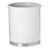 Ceramic and Stainless Steel Utensil Holder - White